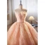 Luxury / Gorgeous Flower Fairy Champagne Flower Prom Dresses Wedding Dresses 2023 Ball Gown Strapless Sleeveless Backless Chapel Train Wedding Dresses