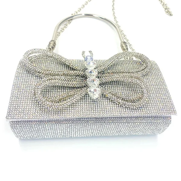 Scintillantes Argenté Faux Diamant Papillon Alliage Promo Pochette 2024