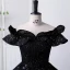 Elegant Black Sequins Prom Dresses Ball Gown 2023 Off-The-Shoulder Short Sleeve Backless Floor-Length / Long Formal Dresses