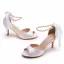 Charmant Weiß Perle Knöchelriemen Brautschuhe 2024 7 cm Stilettos Peeptoes Hochzeit Sandaletten Hochhackige