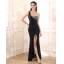 Sexy Himmelblau Pailletten Gespaltete Front Abendkleider 2024 Meerjungfrau One-Shoulder Ärmellos Rückenfreies Lange Abend Festliche Kleider