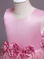 Chic / Belle Rose Bonbon Paillettes Appliques Anniversaire Robe Ceremonie Fille 2024 Robe Boule Encolure Dégagée Sans Manches Dos Nu Noeud Longue