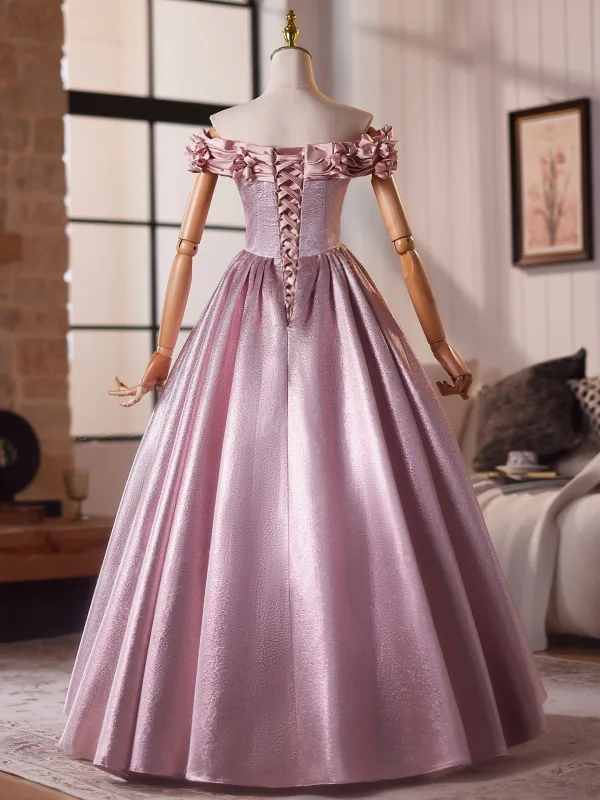 Chic / Belle Rose Bonbon Appliques Robe De Bal 2025 Princesse De l'épaule Manches Courtes Dos Nu Longue Robe De Ceremonie