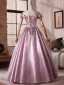 Chic / Belle Rose Bonbon Appliques Robe De Bal 2025 Princesse De l'épaule Manches Courtes Dos Nu Longue Robe De Ceremonie