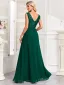 Modest / Simple Dark Green Sequins Chiffon Prom Dresses 2024 A-Line / Princess V-Neck Sleeveless Backless Floor-Length / Long Prom Formal Dresses