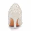 Elegante Abrikoos / Beige Parel Huwelijk Pumps Hoge Hakken 2025 7 cm Naaldhakken / Stiletto Spitse Neus Bruidsschoenen