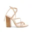 Sexy Beige Abend Sandalen Damen 2022 Flechten Knöchelriemen 11 cm Thick Heels Peeptoes Sandaletten Hochhackige