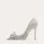 Glittrande Silver Kristall Paljetter Brudskor 2024 10 cm Stilettklackar Spetsiga Bröllop Pumps Högklackade