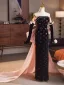 Sexy Noire Faux Diamant Robe De Soirée 2025 Trompette / Sirène Bustier Manches Longues Dos Nu Noeud Longue Soirée Robe De Ceremonie