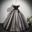 Elegant Black Prom Dresses Ball Gown Appliques 2025 Strapless Sleeveless Backless Floor-Length / Long Prom Formal Dresses