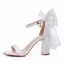 Sexy Witte Strik Gala Sandalen Dames 2025 Enkelband 9 cm Dikke Hak Peep Toe Sandalen Hoge Hakken