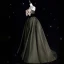 Elegant Army Green Bow Satin Prom Dresses 2024 Ball Gown Strapless Sleeveless Backless Floor-Length / Long Prom Formal Dresses