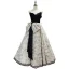 Audrey Hepburn Style Black Printing Prom Dresses 2022 Strapless Sleeveless Bow Backless Floor-Length / Long Formal Dresses