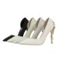 Charming White Metal Flower Glitter Wedding Shoes 2024 10 cm Stiletto Heels Pointed Toe Wedding High Heels PU