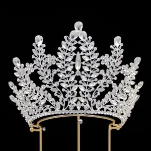 Bling Bling Srebrny Rhinestone Stop Ozdoby Do Włosów Ślubne Tiara 2024 Ślub Akcesoria