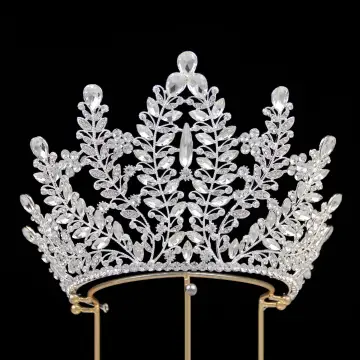 Bling Bling Srebrny Rhinestone Stop Ozdoby Do Włosów Ślubne Tiara 2024 Ślub Akcesoria