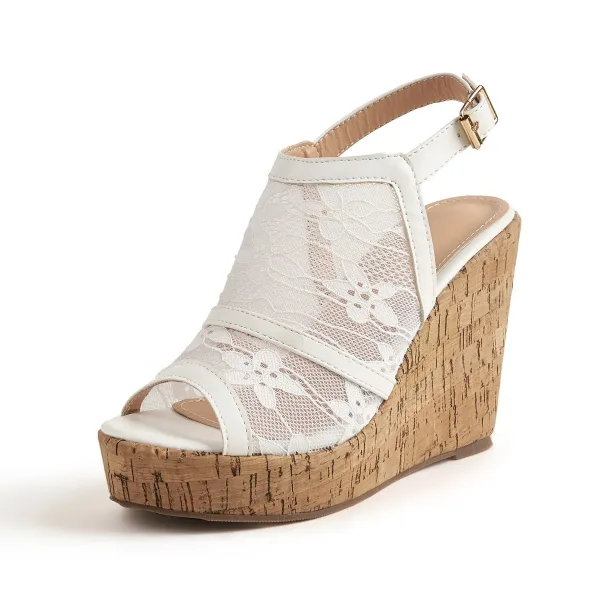 Roman Yellow Street Wear Summer Lace Womens Sandals 2022 Waterproof 10 cm Wedges Open / Peep Toe Sandals High Heels