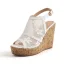 Roman Yellow Street Wear Summer Lace Womens Sandals 2022 Waterproof 10 cm Wedges Open / Peep Toe Sandals High Heels