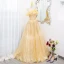 Chic / Belle Jaune Perlage Paillettes Robe De Bal 2022 Robe Boule Une épaule Sans Manches Dos Nu Longue Promo Robe De Ceremonie