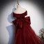 Illusion Burgundy Evening Dresses  2023 Trumpet / Mermaid Off-The-Shoulder Sleeveless Backless Bow Floor-Length / Long Evening Party Formal Dresses