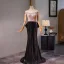Charmant Rosa Perlenstickerei Strass Pailletten Abendkleider 2024 Meerjungfrau Bandeau Ärmellos Rückenfreies Sweep / Pinsel Zug Ball Festliche Kleider