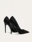 Vintage Zwarte Kant Bloem Avond Pumps 2024 Leer 10 cm Naaldhakken / Stiletto Spitse Neus Pumps Hoge Hakken