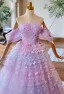 Blumenfee Lavendel Schmetterling Ballkleider 2024 Ballkleid Off Shoulder Ärmellos Rückenfreies Lange Ball Festliche Kleider