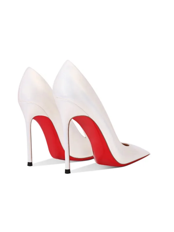 Schöne Weiß Abend Pumps 2026 Leder 12 cm Stilettos Spitzschuh Pumps Hochhackige