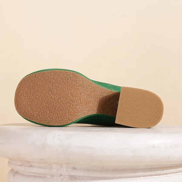 Comfortable Green Street Wear Winter Suede Womens Boots 2023 6 cm Thick Heels Round Toe Boots High Heels