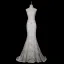 High End Weiß Perlenstickerei Spitze Blumen Korsett Brautkleider / Hochzeitskleider 2026 Meerjungfrau Off Shoulder Kurze Ärmel Rückenfreies Sweep / Pinsel Zug