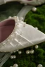 Elegant White Pearl Satin Pointed Toe Wedding Shoes 2024 4 cm Stiletto Heels Low Heel Wedding High Heels