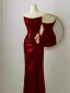Sparkly Burgundy Sequins Evening Dresses 2024 Trumpet / Mermaid Strapless Sleeveless Backless Evening Party Floor-Length / Long Formal Dresses