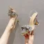 Charmant Champagne Été Soirée Sandales Femme 2022 Faux Diamant Noeud 9 cm Talons Aiguilles À Bout Pointu Sandales Talons Hauts