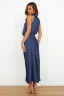 Fashion Beige Street Wear Holiday Women Dresses 2023 High Neck Tea-length Womens Clothing