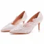 Elegante Weiß Pailletten Spitze Blumen Hochzeit Pumps 2023 7 cm Stilettos Spitzschuh Pumps Hochhackige