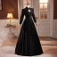 Vintage / Originale Noire En Dentelle Hiver Robe De Bal 2024 Princesse Col Haut Manches Longues Dos Nu Longue Promo Robe De Ceremonie