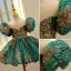Scintillantes Vert Foncé Paillettes En Dentelle Courte Robe Ceremonie Fille 2022 Robe Boule Encolure Dégagée Gonflée Manches Courtes Promo Robe Ceremonie Fille