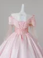 Charmant Rougissant Rose Perlage Paillettes Satin Robe De Bal 2026 Robe Boule Encolure Dégagée 3/4 Manches Dos Nu Longue Robe De Ceremonie