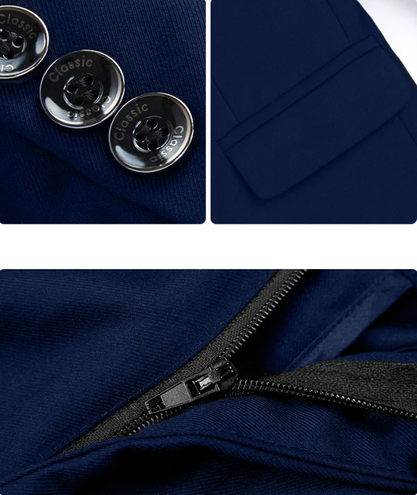 Bleu Marine Manches Longues 5 pièces Mariage Costume Garçon Mariage 2024 Manteau Pantalon Chemise Cravate Gilet