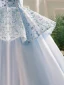 Fashion Sky Blue Sequins Birthday Flower Girl Dresses 2023 Ball Gown Scoop Neck Sleeveless Backless Floor-Length / Long