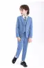 Sky Blue Long Sleeve 6-piece Plaid Boys Wedding Suits 2025 Wedding Body Jewellery Coat Pants Shirt Tie Vest