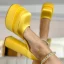 Fashion Ivory Satin Evening Party Womens Sandals High Heels 2023 15 cm Thick Heels Square Toe Womens Shoes