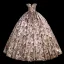 Vintage Champagner Blumen Ballkleider Ballkleid 2023 Bandeau Ärmellos Rückenfreies Lange Ball Festliche Kleider