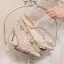 Charmant Doré Perle Bride Cheville Faux Diamant Noeud Chaussure De Mariée 2023 7 cm Talons Aiguilles À Bout Pointu Mariage Escarpins Talons Hauts