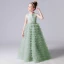 Chic / Beautiful Grey Cascading Ruffles Birthday Flower Girl Dresses 2022 A-Line / Princess Scoop Neck Sleeveless Bow Sash Floor-Length / Long Flower Girl Dresses
