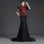 Chinese style Black Lace Flower Cheongsam Evening Dresses 2025 Trumpet / Mermaid High Neck 1/2 Sleeves Sweep Train Evening Party Cheongsam / Qipao