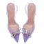 Transparent Sexy Summer Purple Evening Party Womens Sandals 2022 Rhinestone Bow 9 cm Stiletto Heels Pointed Toe High Heels