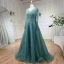 High-end Royal Blue Handmade  Beading Prom Dresses 2024 A-Line / Princess V-Neck Long Sleeve Floor-Length / Long Prom Formal Dresses