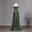 Vintage / Retro Dark Green Sequins Evening Dresses  2026 A-Line / Princess Strapless Sleeveless Backless