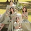 Simple Vert Cendré Satin Robe Demoiselle D'honneur 2022 Princesse Manches Courtes Dos Nu Longue Demoiselle D'honneur